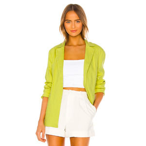 Lovers + Friends Linen Blazer Lime Green Size Medium